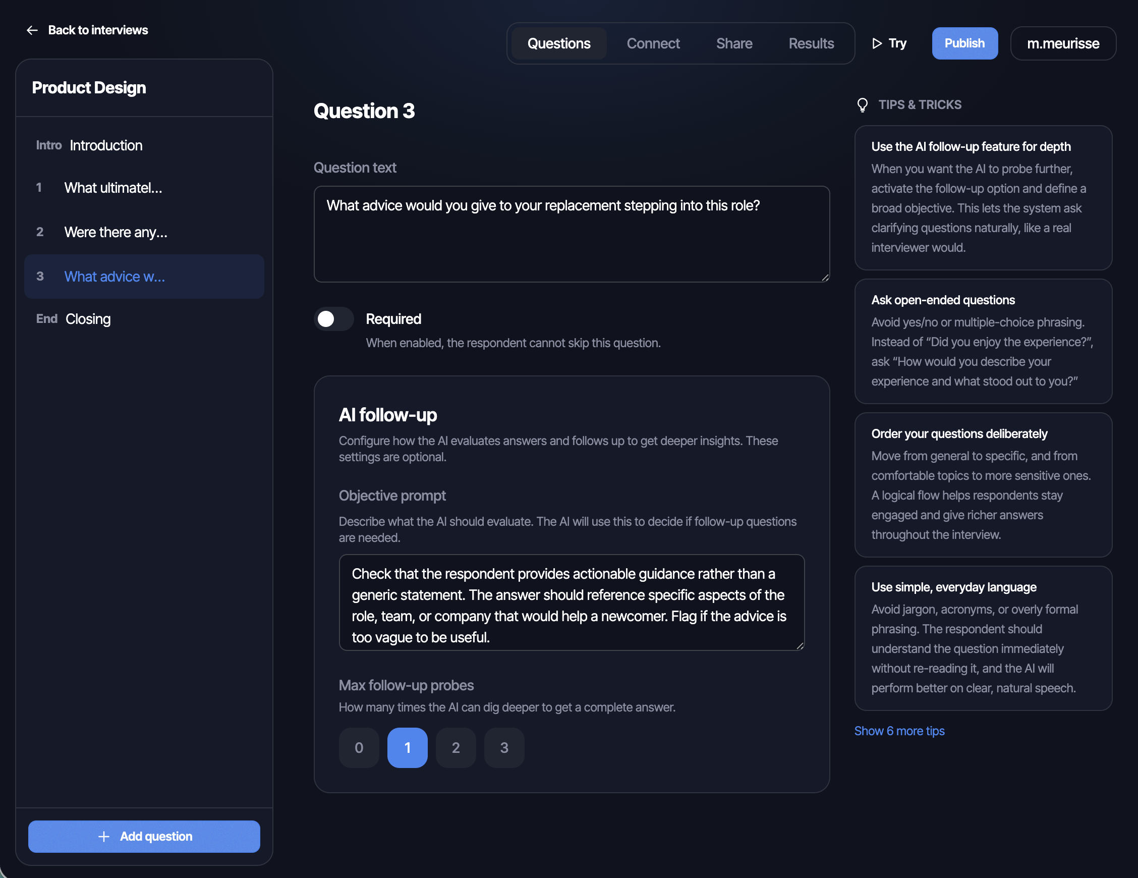 Odevio question editor